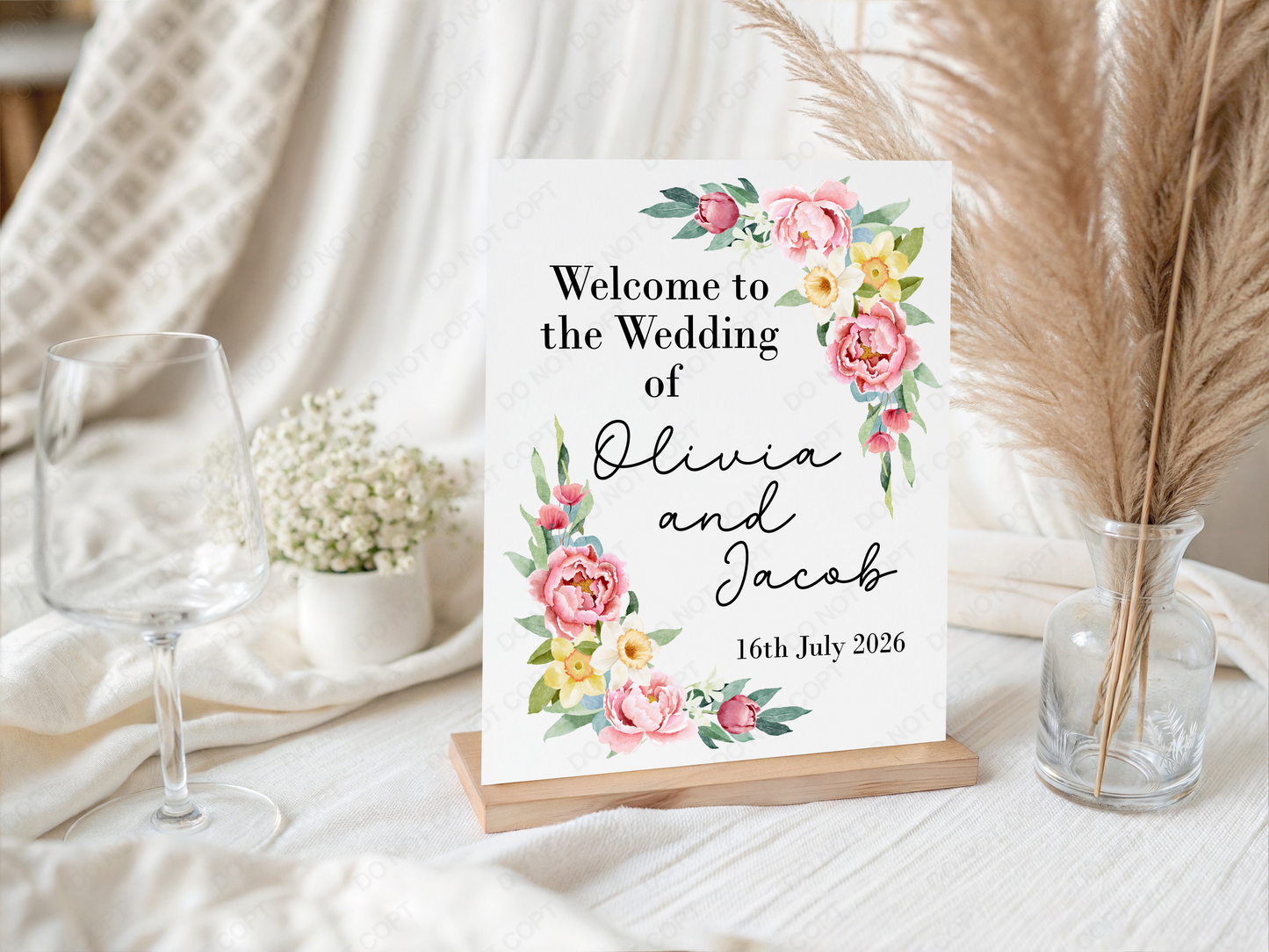 Personalised Wedding Welcome Sign,  Custom Name & Date | Party Entrance Sign
