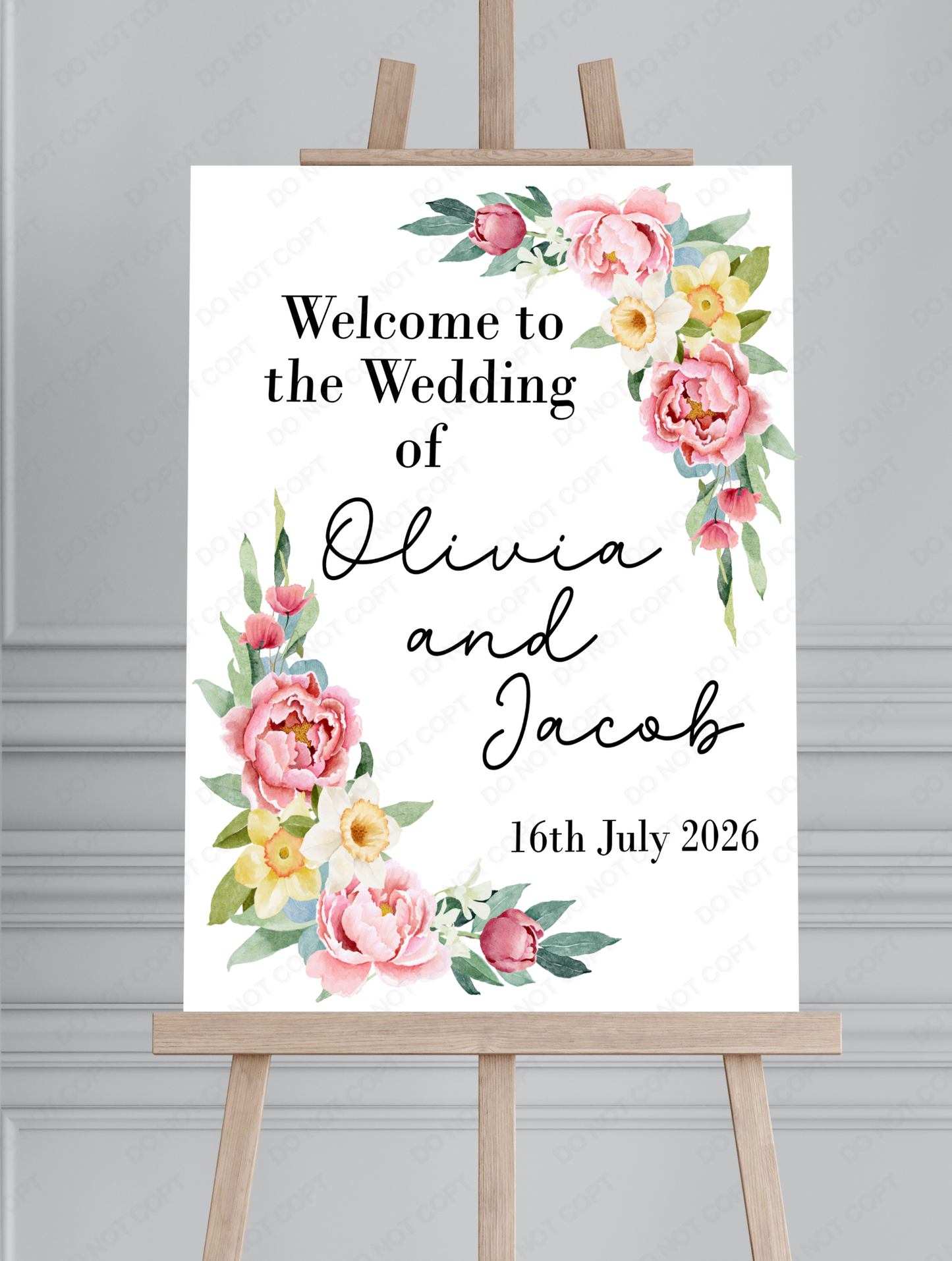 Personalised Wedding Welcome Sign,  Custom Name & Date | Party Entrance Sign