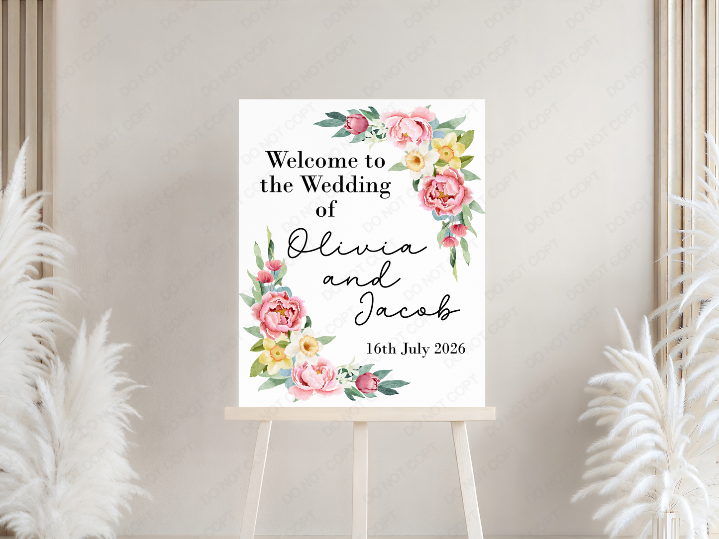 Personalised Wedding Welcome Sign,  Custom Name & Date | Party Entrance Sign