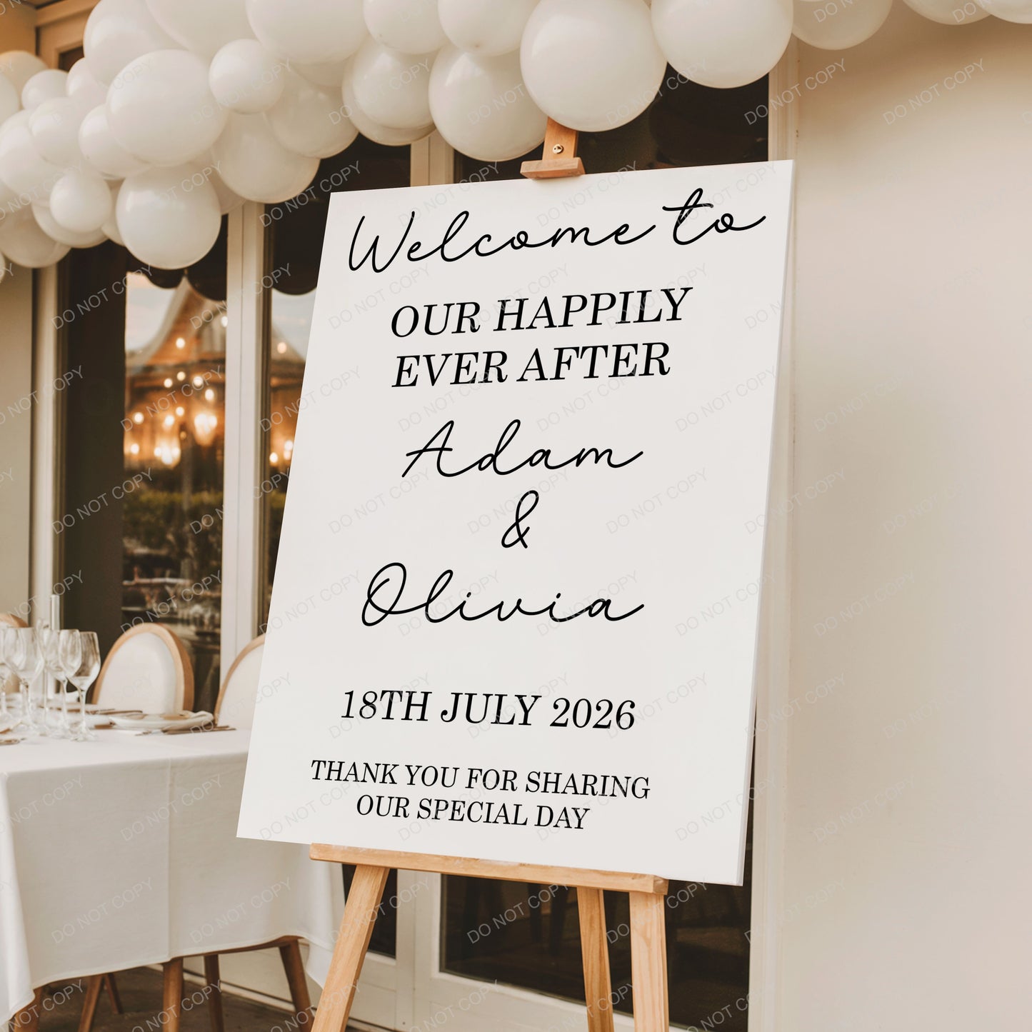 minimalist wedding happily ever after welcome sign