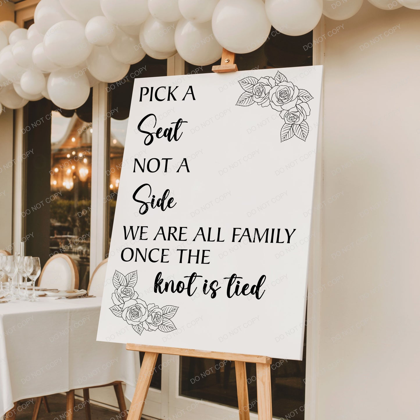 Minimalist Floral Line Art Personalised Wedding Welcome Sign,  Custom Name & Date | Party Entrance Sign