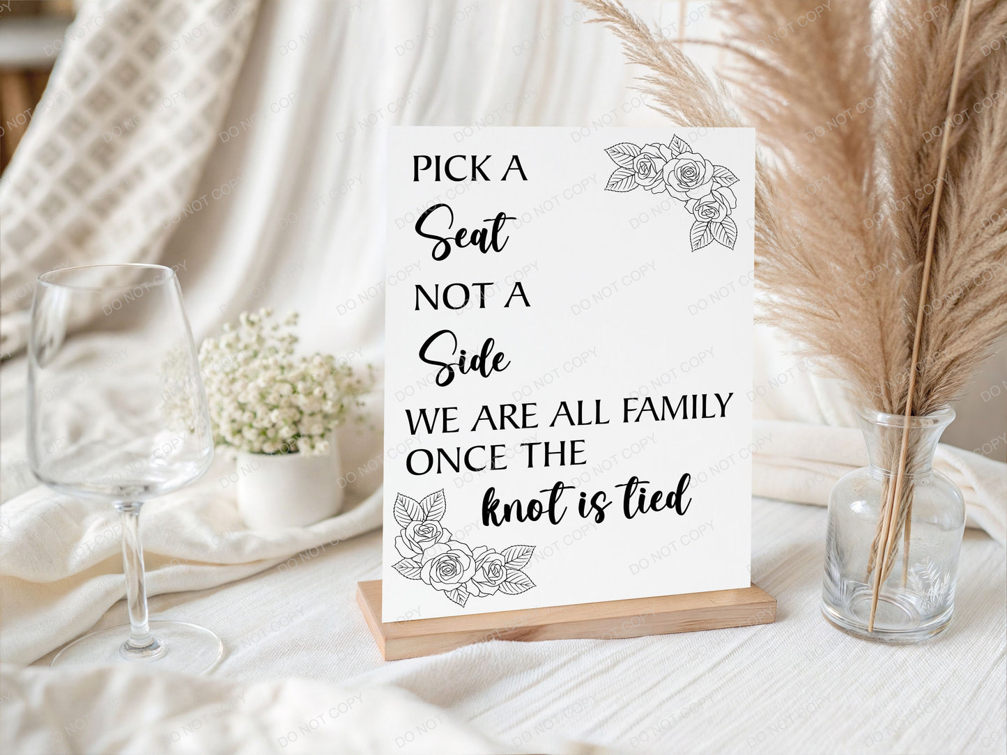 Minimalist Floral Line Art Personalised Wedding Welcome Sign,  Custom Name & Date | Party Entrance Sign