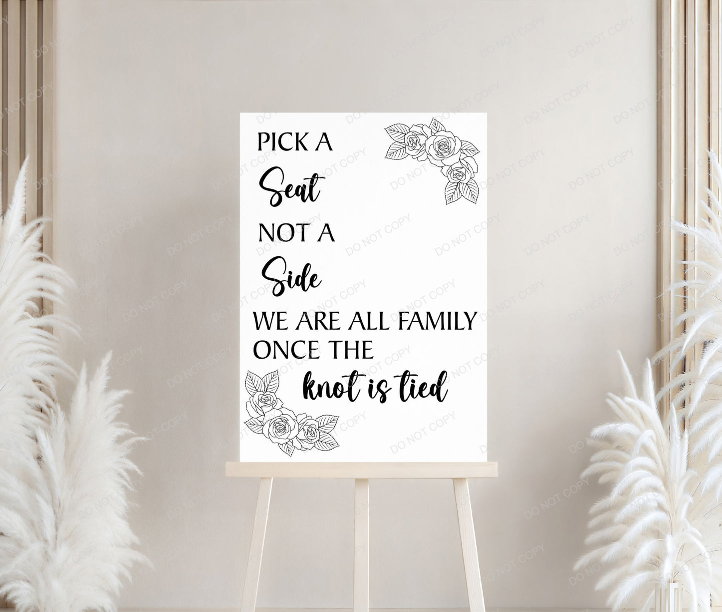 Minimalist Floral Line Art Personalised Wedding Welcome Sign,  Custom Name & Date | Party Entrance Sign