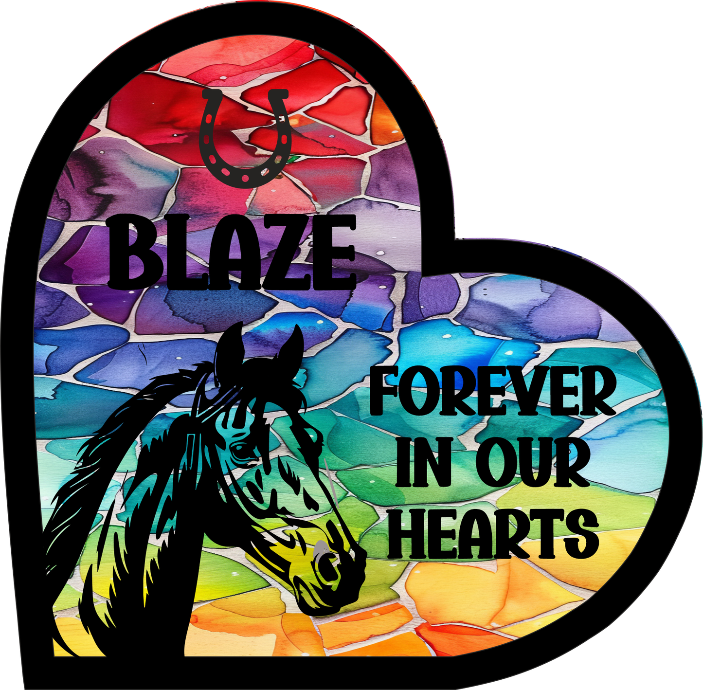 Stained Glass Effect Horse Memorial Stand