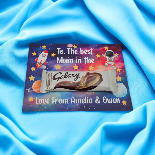Mother’s Day  / Fathers Day Galaxy Chocolate Board Gift – A4 or A5 – Mum / Dad / Gran / Grandad Keepsake Plaque with Optional Chocolate