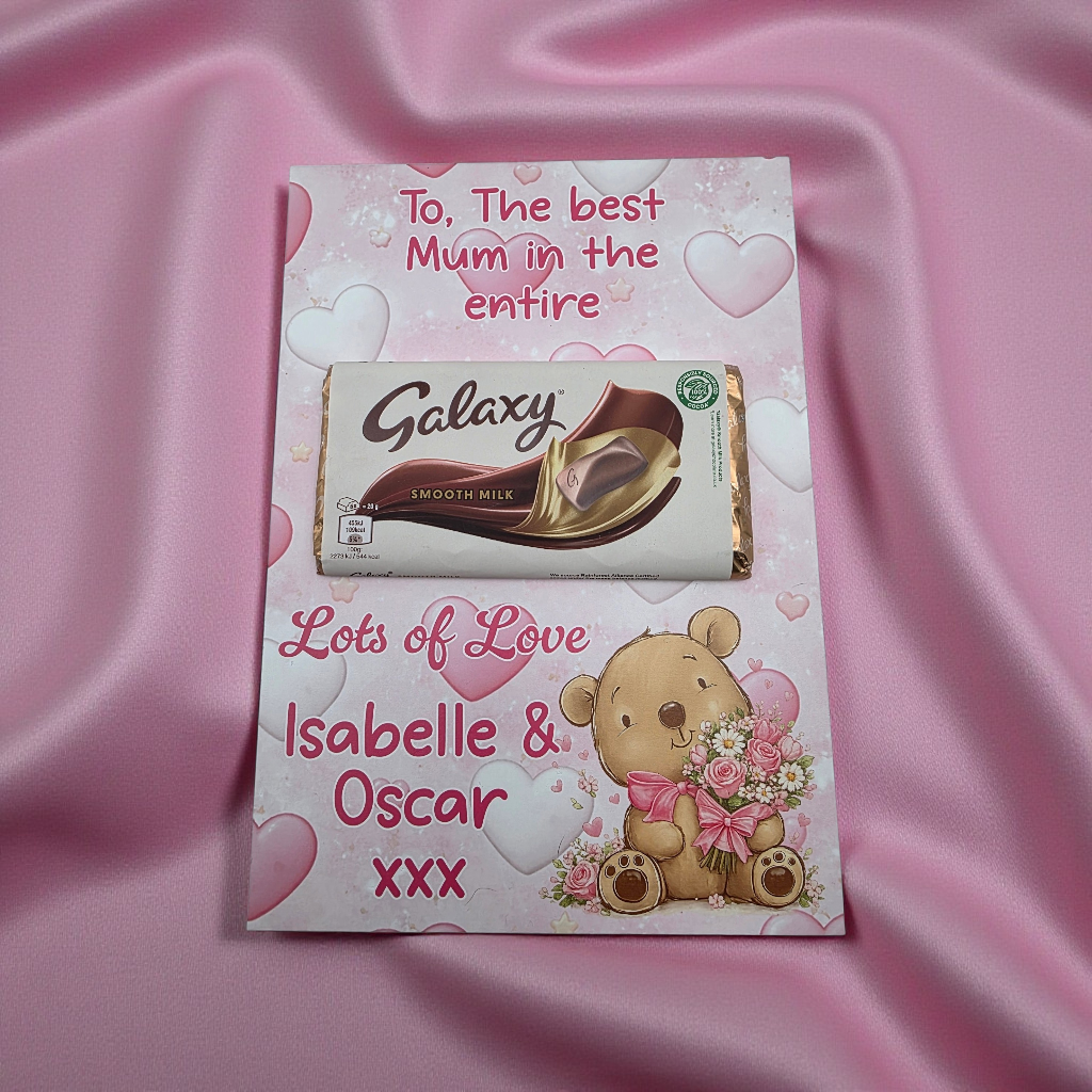 Personalised Galaxy Chocolate Board for Mum – Mothers Day Gift from Kids – Custom A4 A5 Keepsake with Optional Chocolate