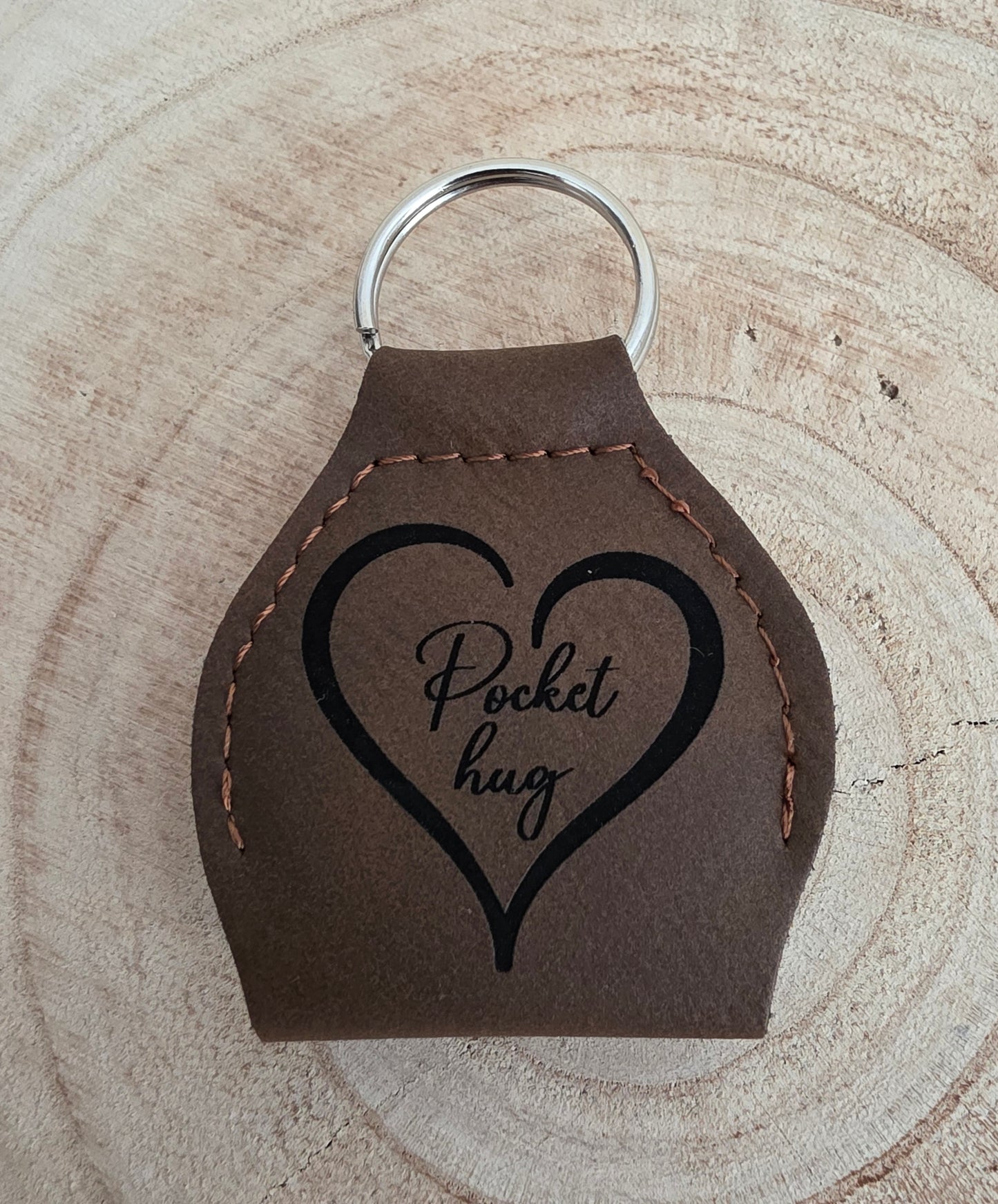 Pocket Hug Leather Keyring with Photo Disc, Memorial Gift with Message from a Loved One in Heaven