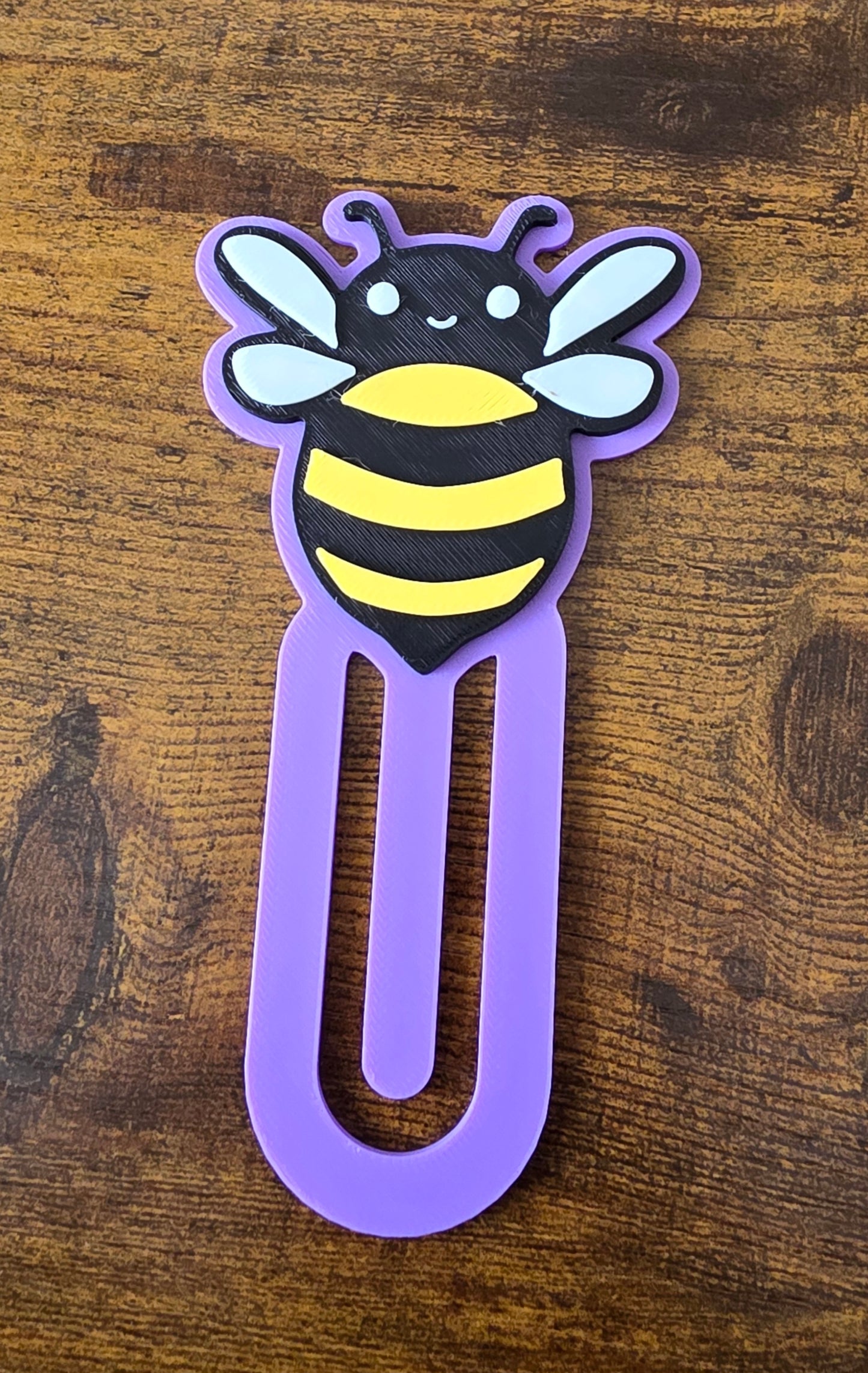Bee Paperclip Bookmark – 3D Printed in Pink, Blue, Yellow or Purple – Cute Oversized Bookmark for Books, Journals & Planners