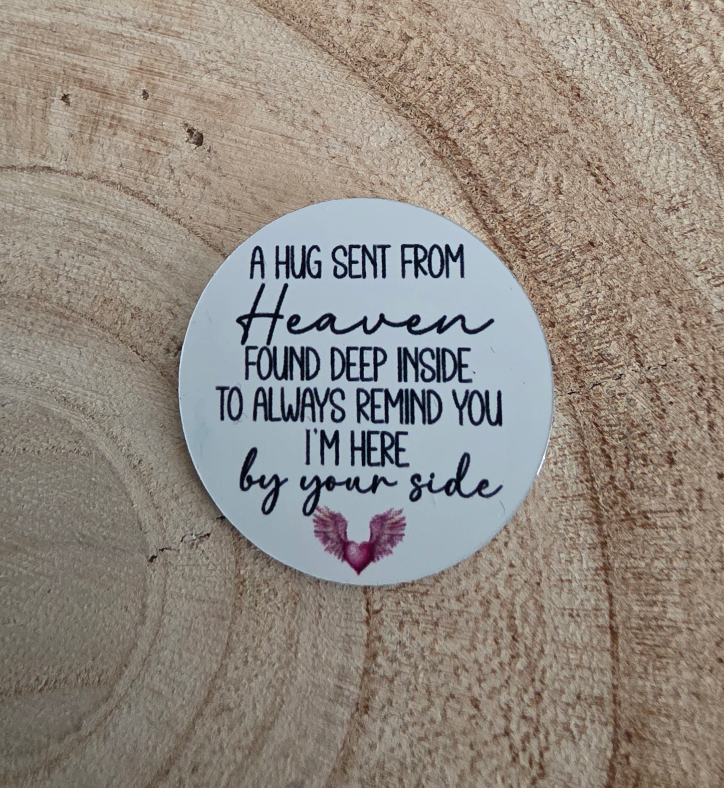 Pocket Hug Leather Keyring with Photo Disc, Memorial Gift with Message from a Loved One in Heaven