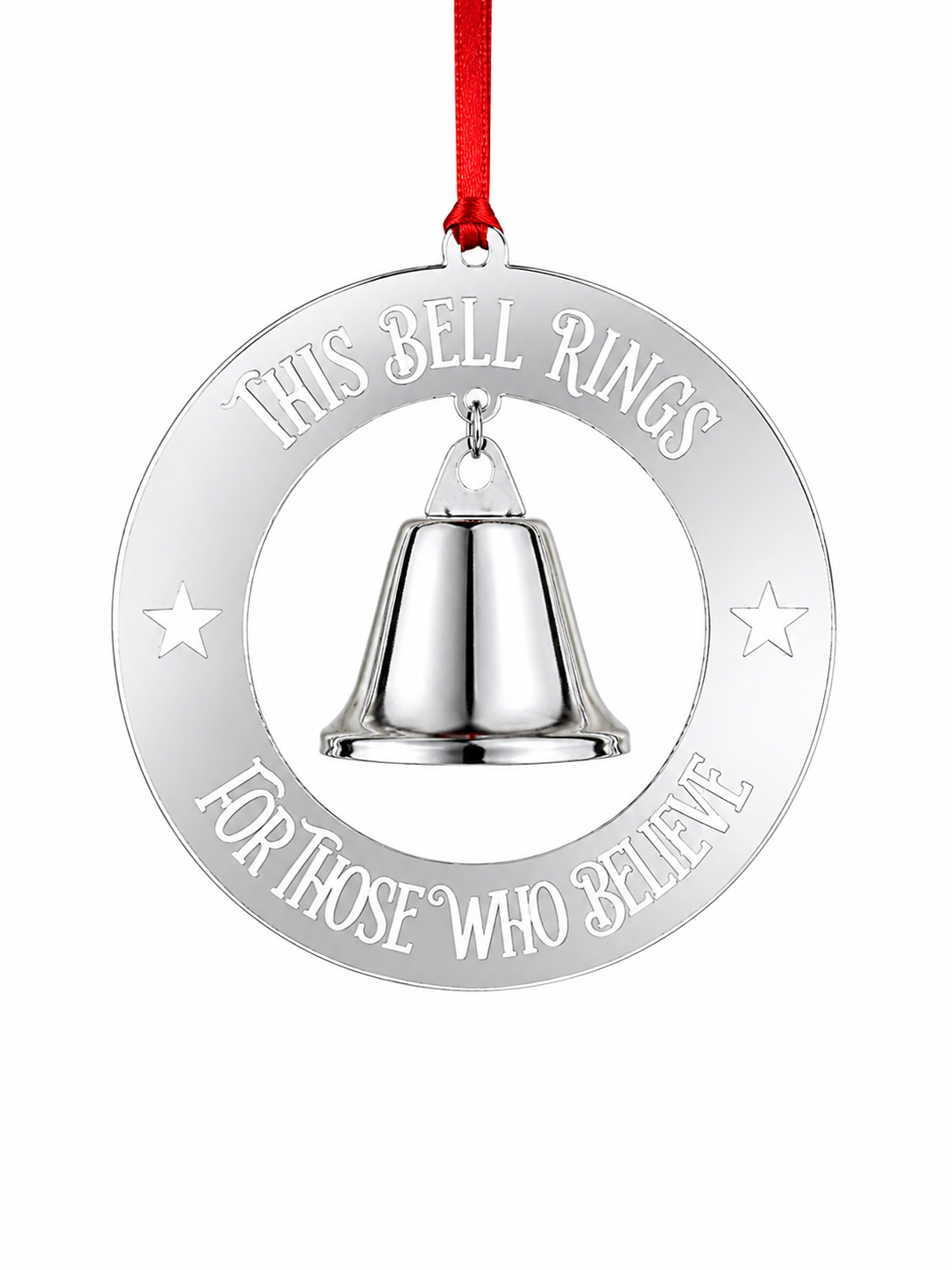 Silver Believe Bell Christmas Ornament | This Bell Rings For Those Who Believe | Christmas Tree Decoration | Magical Christmas Gift