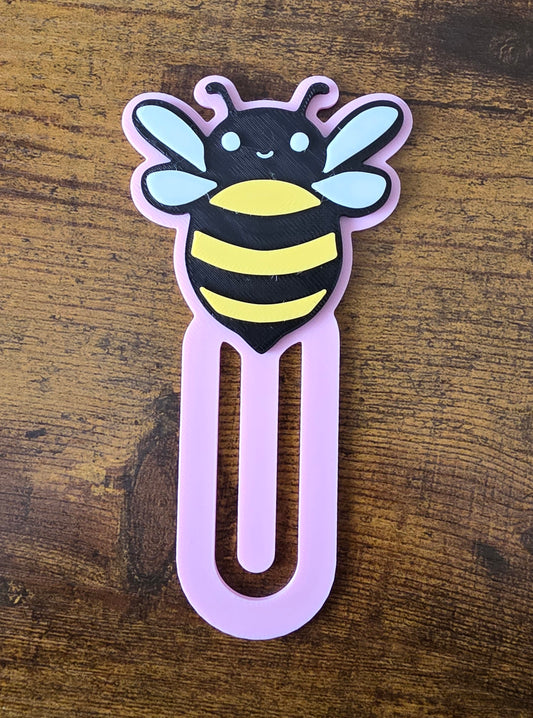 Bee Paperclip Bookmark – 3D Printed in Pink, Blue, Yellow or Purple – Cute Oversized Bookmark for Books, Journals & Planners