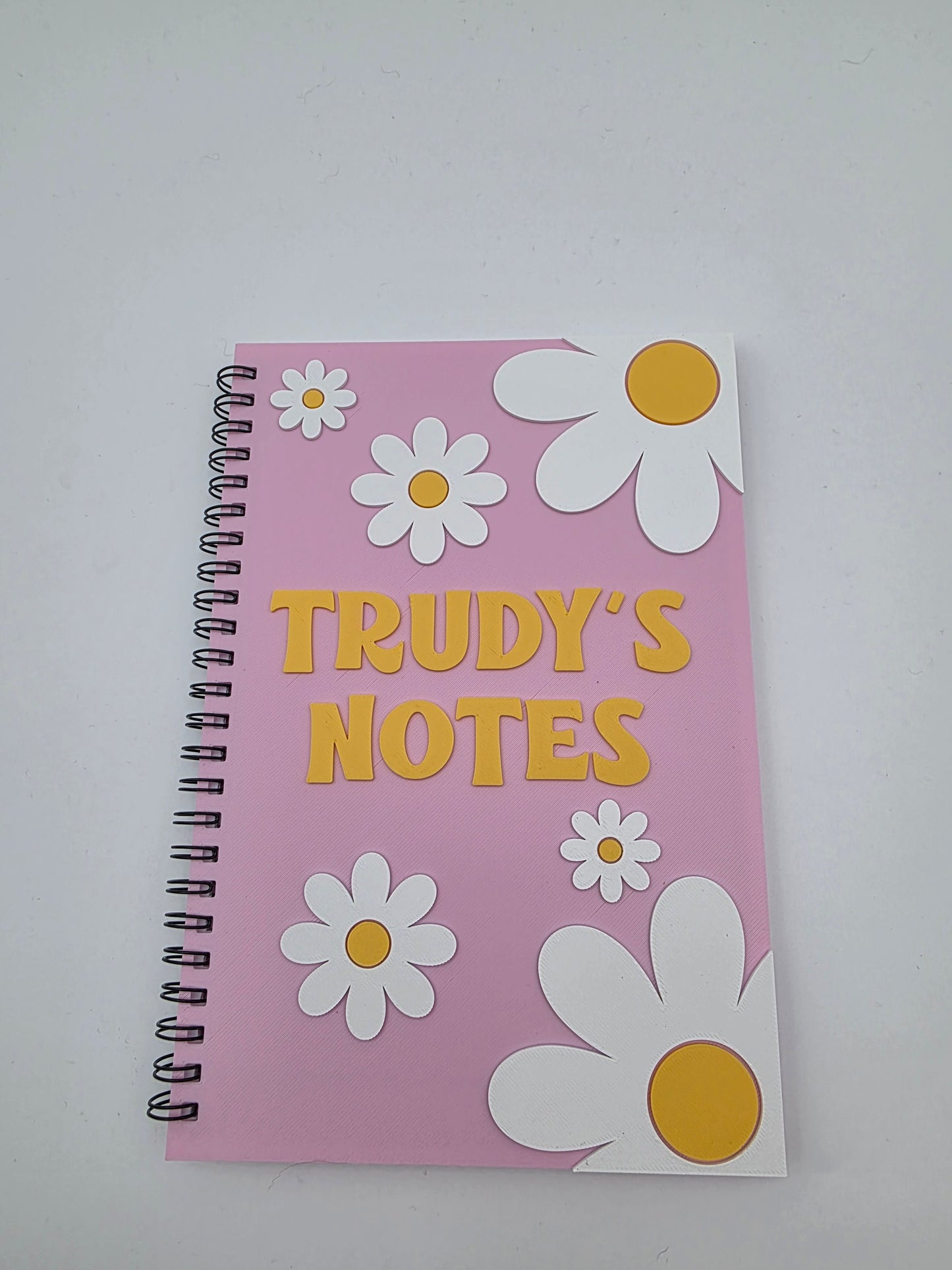 Personalised A5 Hardback Notebook | Custom Name Lined Journal | Daisy Floral Spiral Notebook | Teacher Gift | School Stationery, office