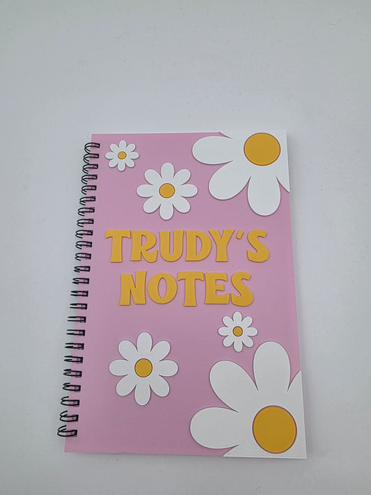 Personalised A5 Hardback Notebook | Custom Name Lined Journal | Daisy Floral Spiral Notebook | Teacher Gift | School Stationery, office