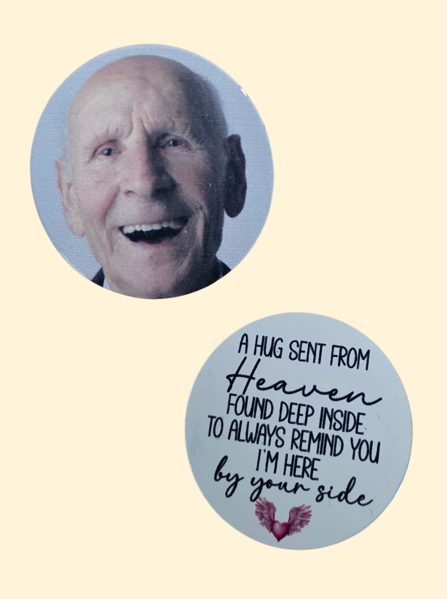 Pocket Hug Leather Keyring with Photo Disc, Memorial Gift with Message from a Loved One in Heaven
